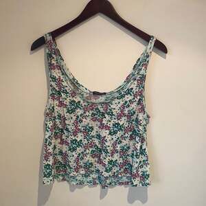 Aritzia Talula Floral Tank Crop Top Blue